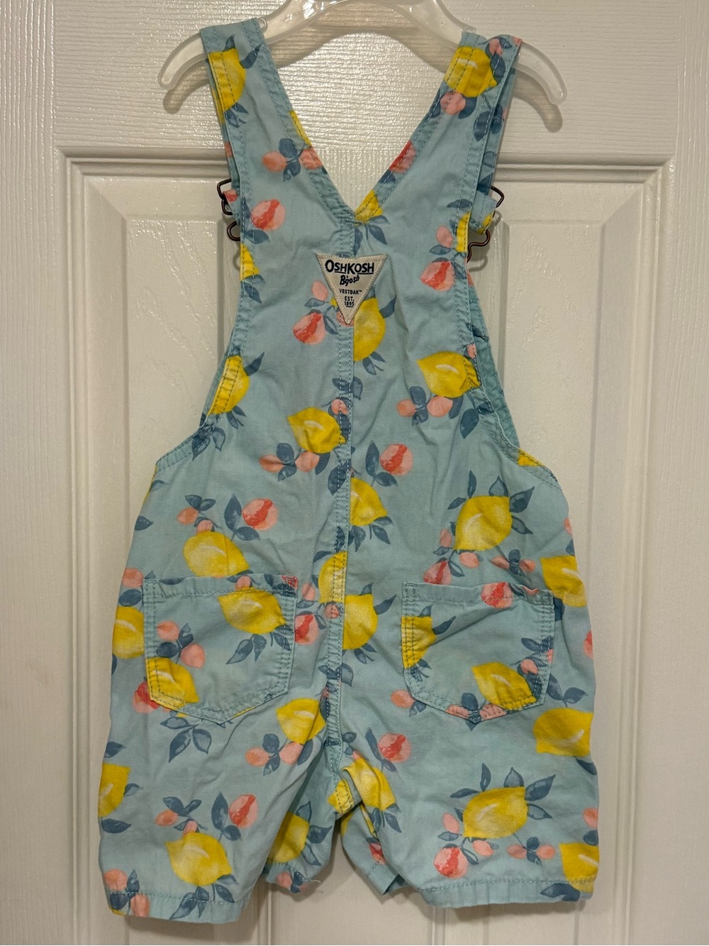 OshKosh B'gosh Toddler Lemon Print Shortalls Blue 4T - Picture 2 of 6